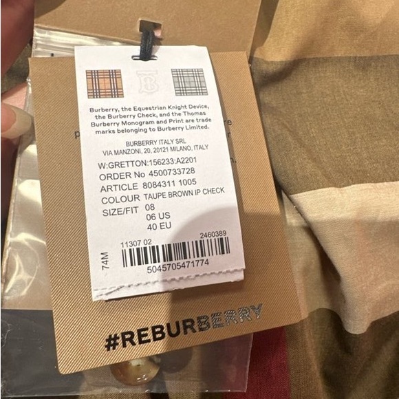 Burberry Tan and Brown mid length women Dress Short Sleeve Crew Neck - Picture 8 of 11